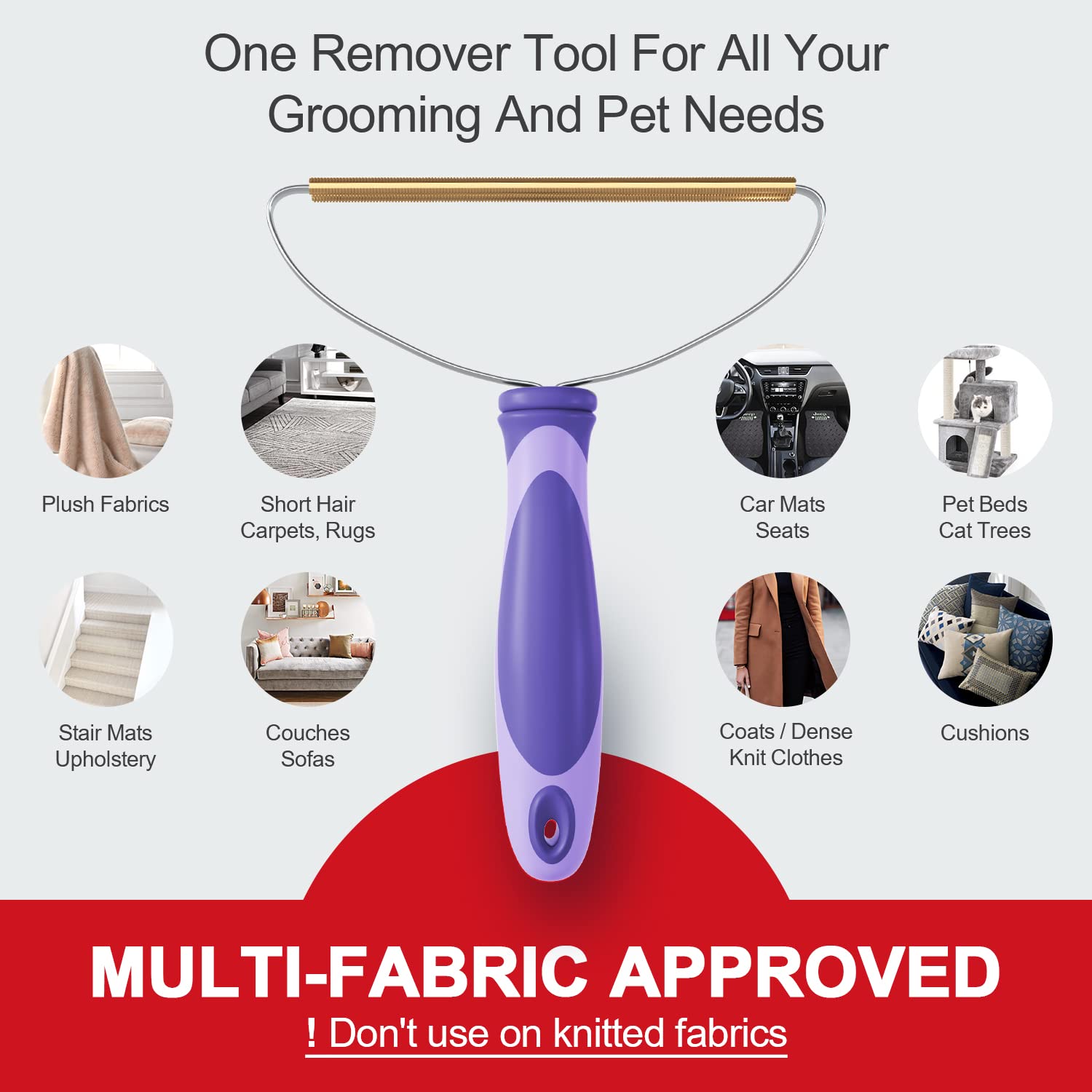 Pet Hair Remover for Dogs & Cats - 2 Pack Purple Lint Cleaner Pro, Fur Removal Tool & Portable Carpet Scraper - Effective Fuzz Rollers for Hairball Removal on Carpets, Car Mats, Couches, Pet Beds, Furniture & Rugs - Perfect for Pet Owners & Home Cleaning