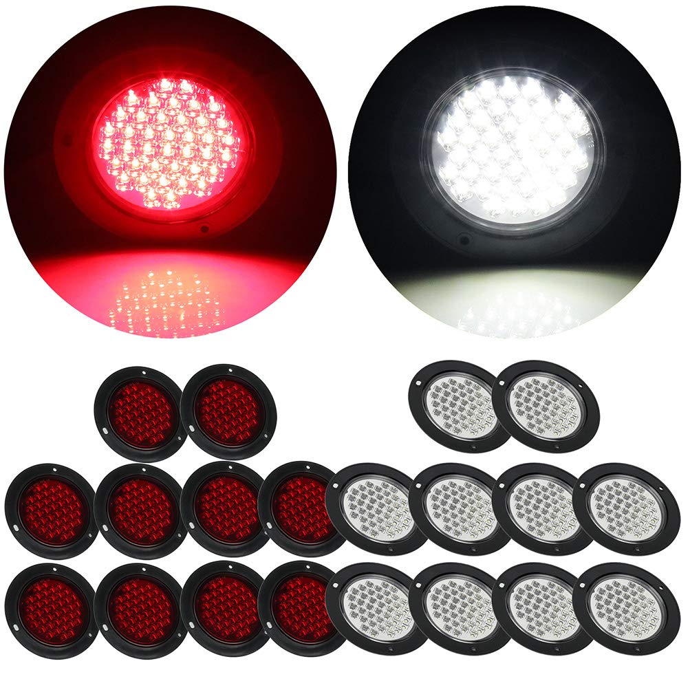 SCITOO 40LED Universal Side Marker Lights - 10pcs White & 10pcs Red - 12V Stop Turn Signal Tail Lights for Boats, Trucks, Trailers & Pickups - Waterproof & Durable for Marine, RV & Off-Road Use