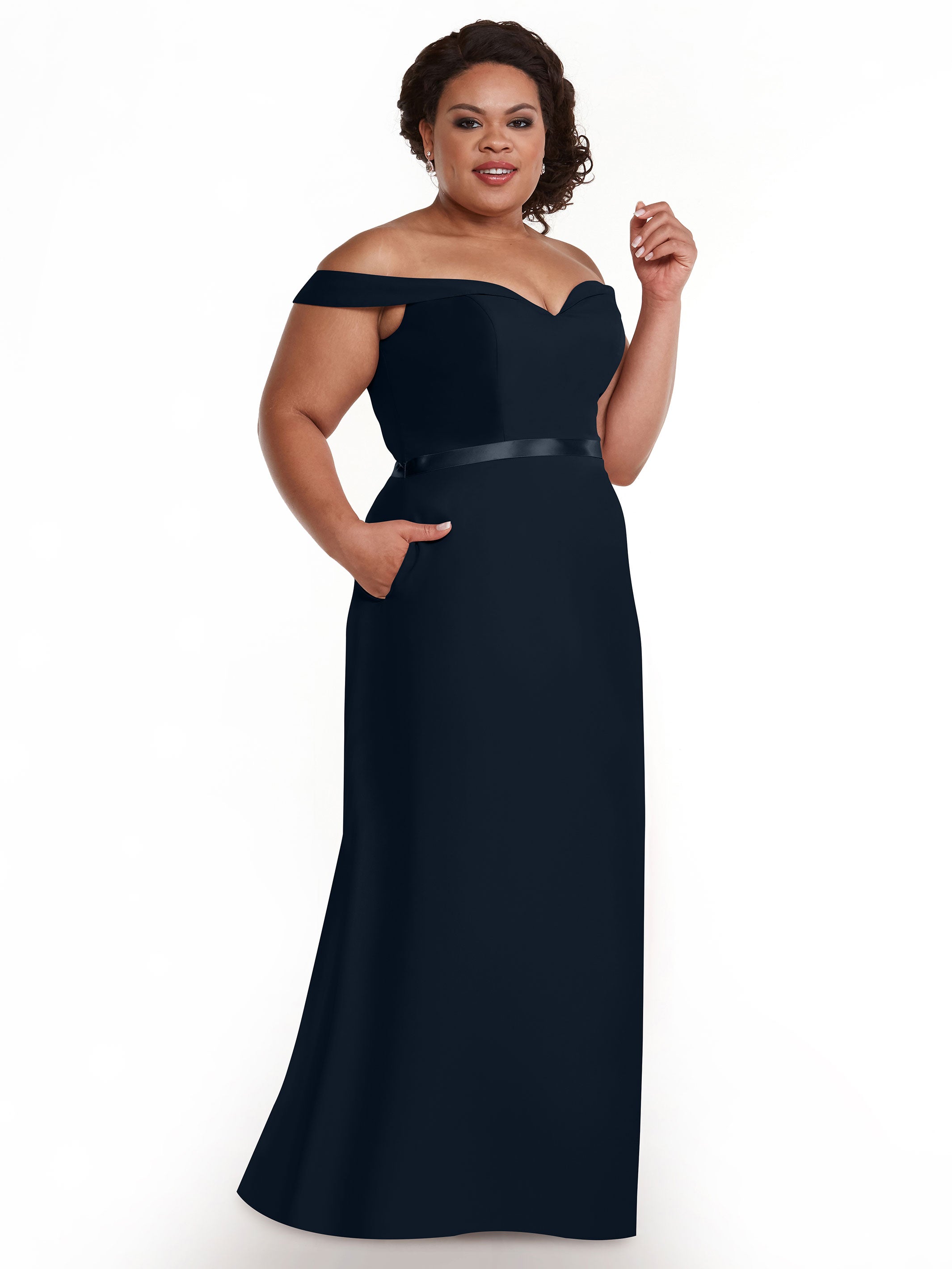 Elegant 80145 Off-The-Shoulder Chiffon A-Line Bridesmaid Dress with Sash - Perfect for Weddings, Formal Events & Special Occasions