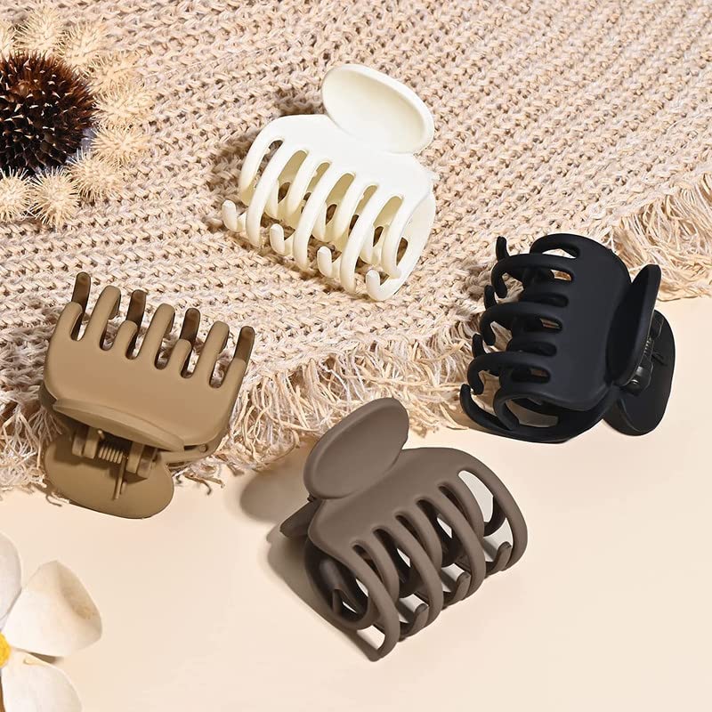 Fameza 4 Pack Double Row Teeth Hair Clips - Small Claw Clips for Thin Hair, 1.6