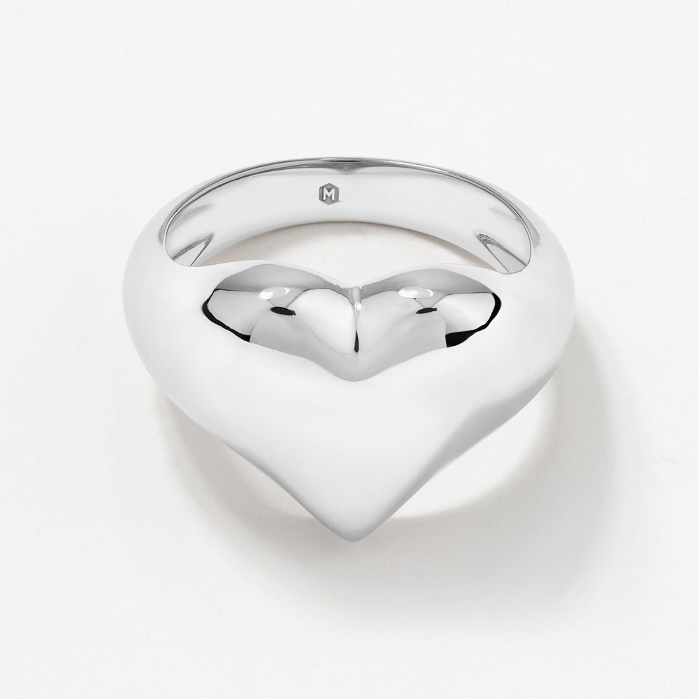 Puff Heart Ring in Sterling Silver - Elegant & Dainty Jewelry for Women, Perfect for Valentine's Day Gifts & Romantic Occasions