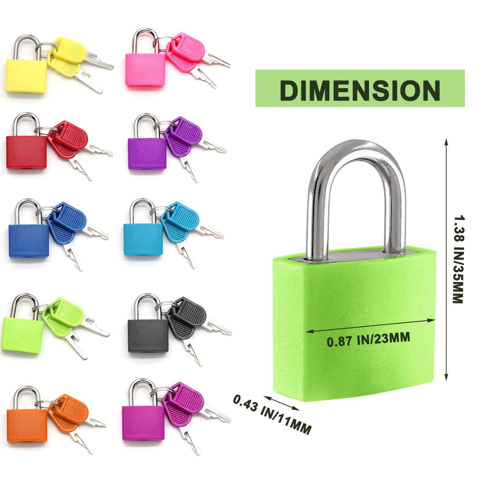 Litoexpe 10-Pack Small Metal Suitcase Locks with Keys - 1.3