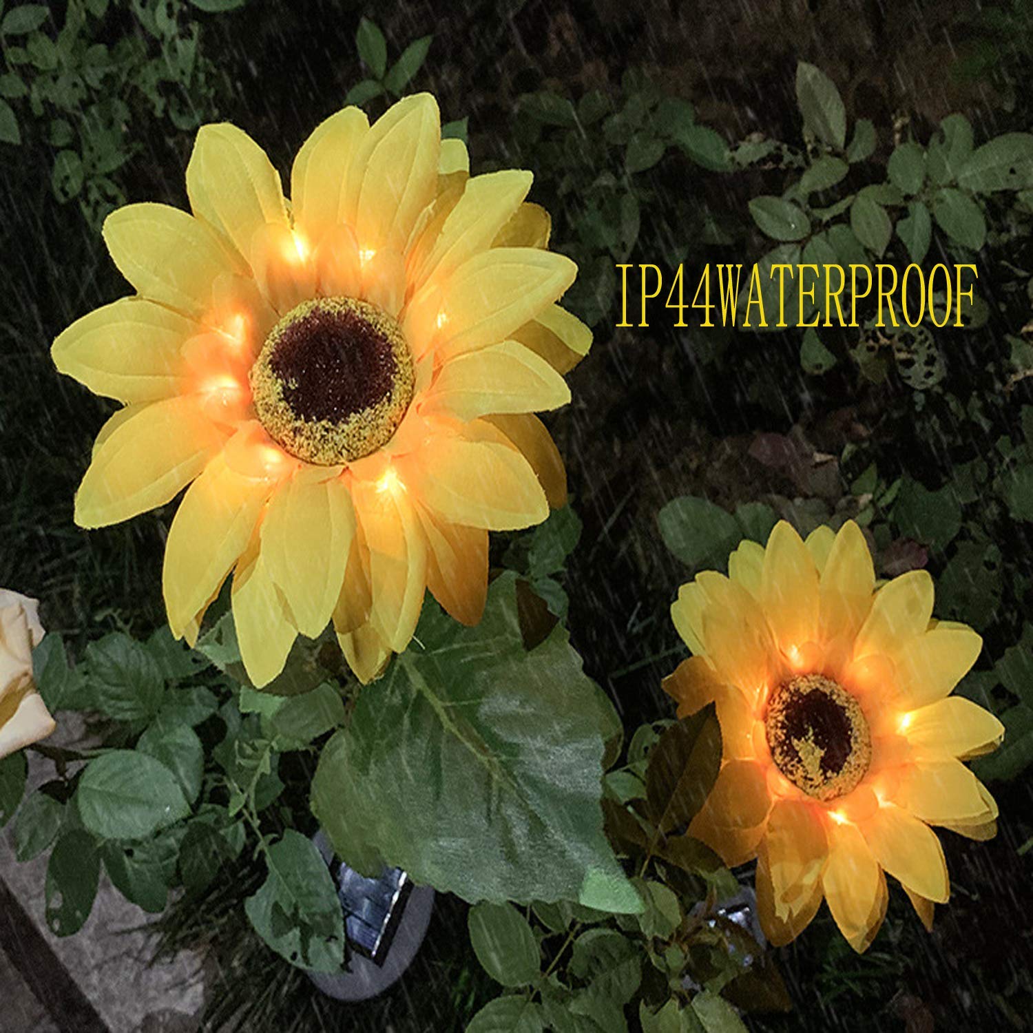 SNOMYRS 2 Pack Solar Sunflower Lights Outdoor - 29.5 Inch Waterproof LED Landscape Lighting with 20 Warm White LEDs for Garden, Yard, Patio, Pathway, Fence Decoration | Perfect for Evening Ambience & Outdoor Parties