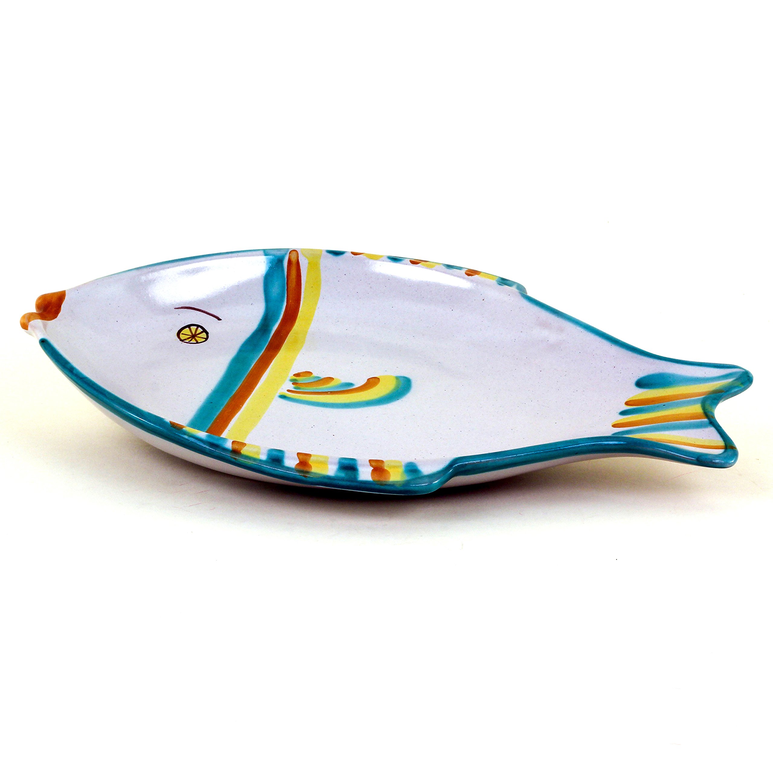 Hand-Painted Caltagirone Ceramic Fish Plate Set of 6 - Artistic Italian Dinnerware for Seafood, Pasta & Appetizers - Elegant Table Setting for Restaurants & Home Dining