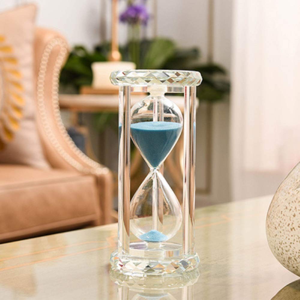 60 Minute Hourglass Timer - Crystal Sand Timer with Diamond Carving Surface - Perfect for Kitchen, Office, Desk Decor - Great Christmas & Birthday Gift (Blue) | Use for Cooking, Study Time Management, Yoga Meditation & Home Decoration