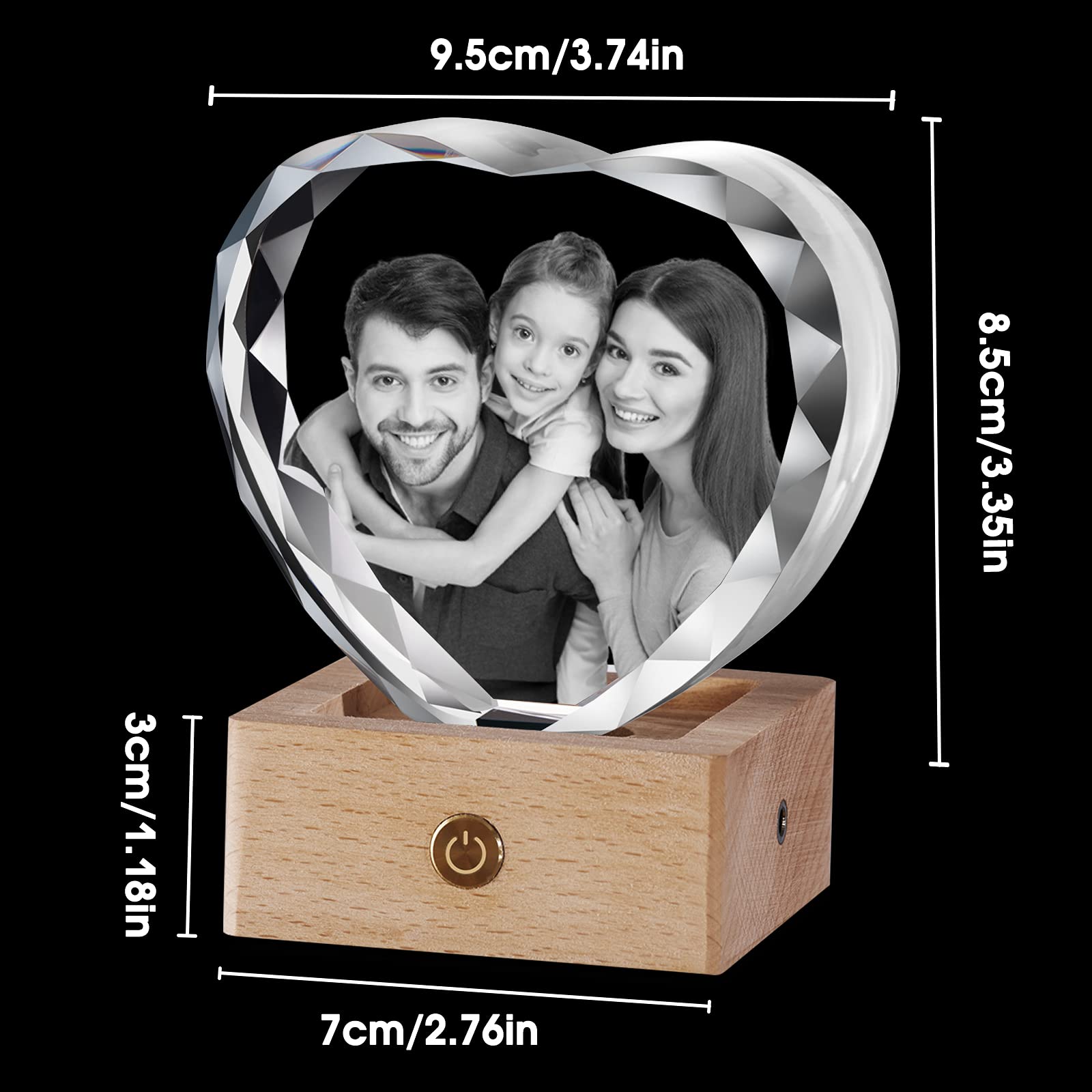 Personalized 3D Crystal Photo Cube - Custom Laser Engraved Picture Keepsake with Heart Design | Unique Christmas Gift for Loved Ones | Perfect for Anniversaries, Weddings & Special Occasions