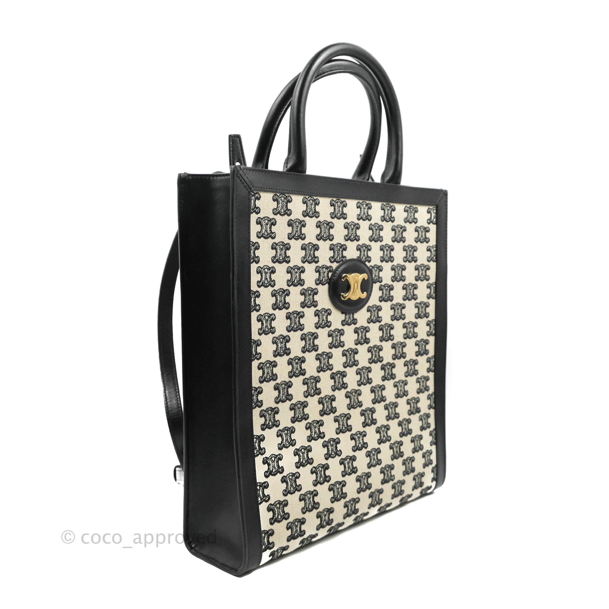 Celine Small Cabas Vertical Tote Bag with Triomphe Embroidery in Black Textile - Perfect for Work, Travel & Everyday Luxury Fashion Accessory