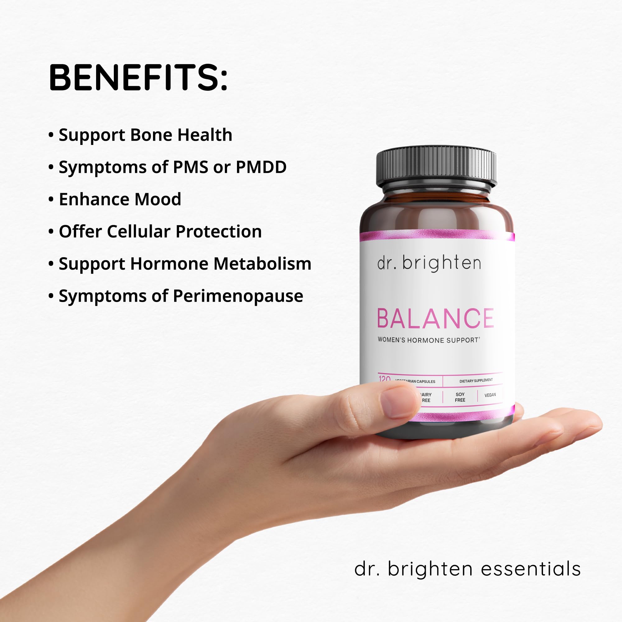 Dr. Brighten Balance - Hormone Balance Supplement for Women with Chasteberry & DIM - Supports Hormonal Acne Relief, Menstrual Cycle Regulation & PMS Symptoms - Vegan, Non-GMO Formula - Perfect for Daily Wellness & Natural Hormone Support