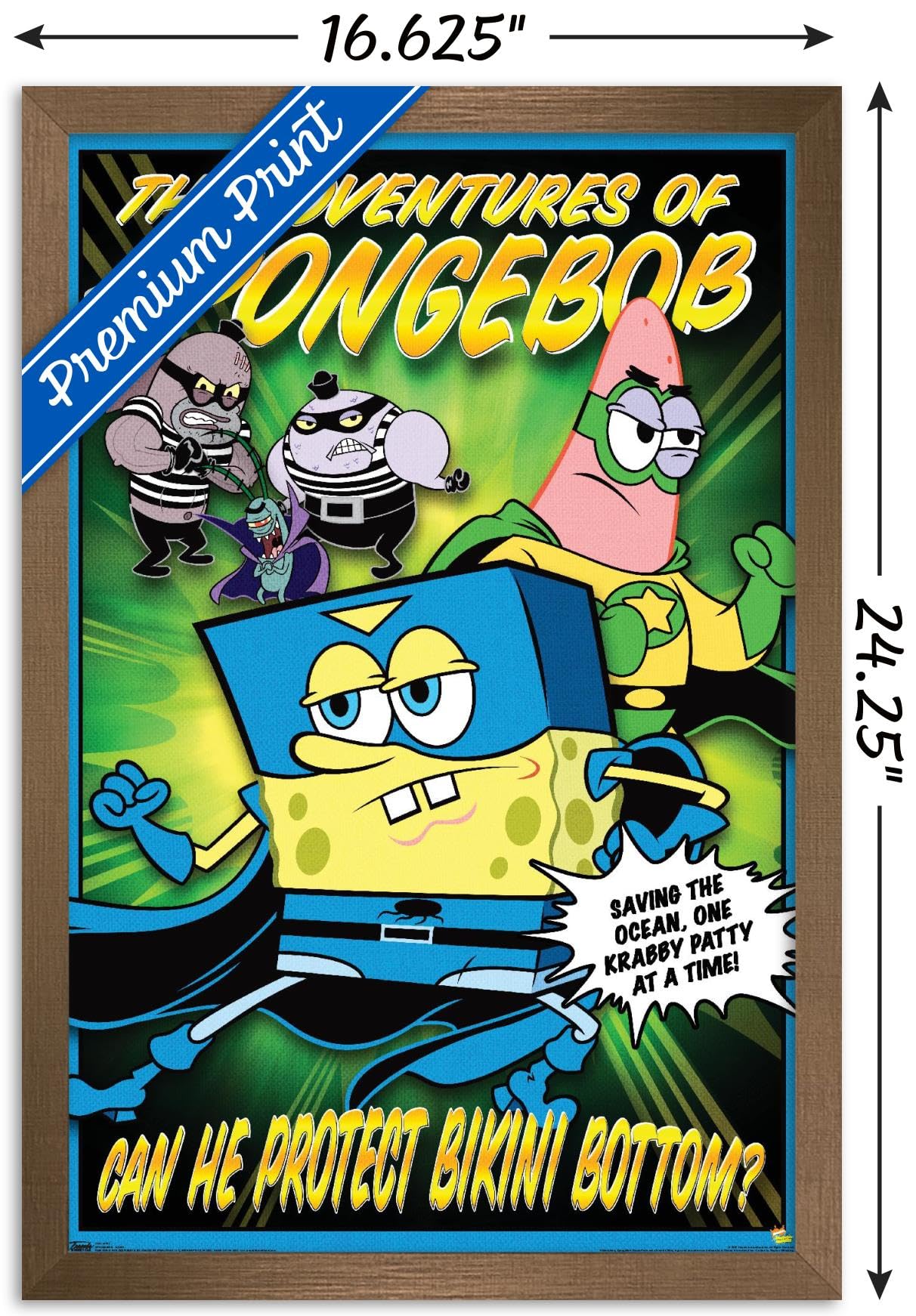 Trends International Nickelodeon SpongeBob SquarePants Funny Wall Poster - 14.725 x 22.375 Inches, Bronze Framed Art Print - Perfect for Kids' Room Decor, Office Humor & SpongeBob Fan Gifts