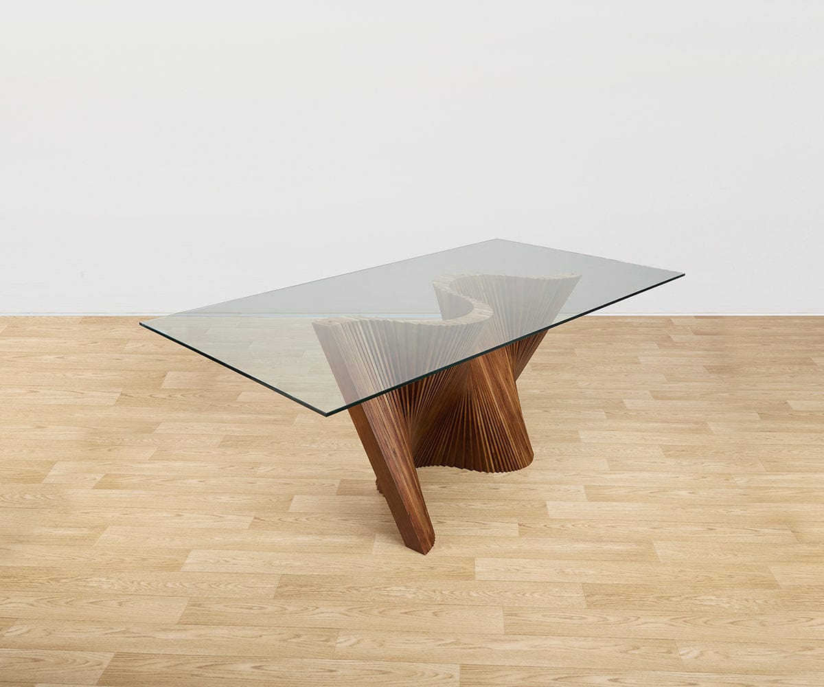 Modern Spira Dining Table - Round Glass Top with Sturdy Metal Base - Perfect for Small Spaces, Kitchens, and Dining Rooms