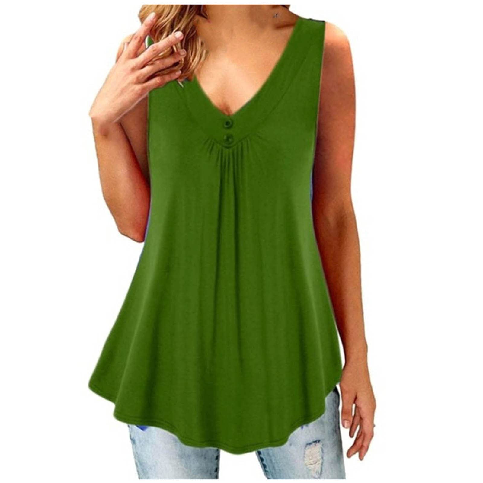 Women's Summer Tank Tops - Loose Fit V-Neck T-Shirts for Casual & Dressy Wear