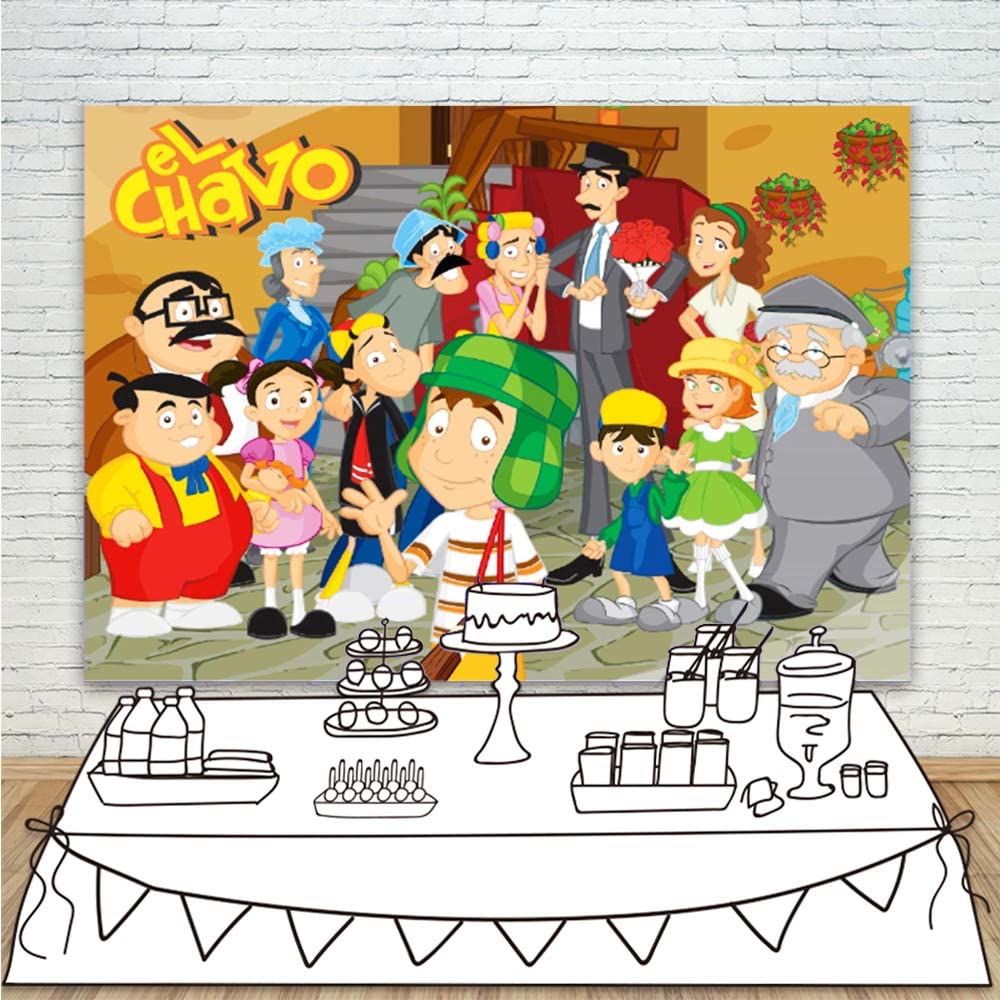 El Chavo Del Ocho Cartoon Backdrop - 7x5ft Vinyl Photo Studio Background for Kids Birthday Party Decorations, Baby Shower, Cake Table & Wall Banner - Perfect for Room Decor, Photoshoots & Picture Props