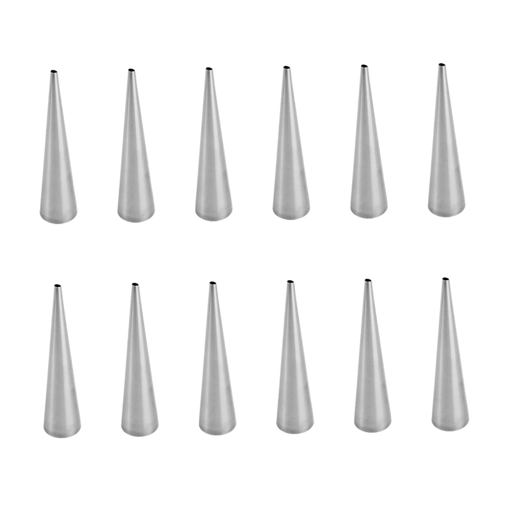 Unomor 16-Piece Large Stainless Steel Conical Pastry Horns - Durable Baking Tubes for Professional Desserts, Easy to Clean | Perfect for Cream Puffs, Eclairs & Cake Decorating