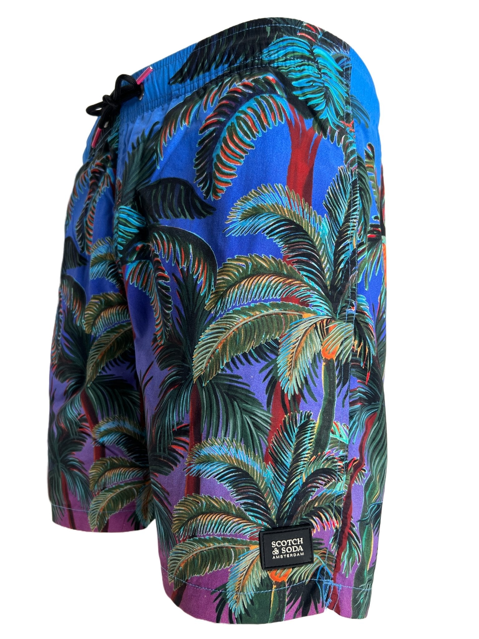 SCOTCH & SODA Men's Swim Shorts 172424 - Navy Blue AOP Print - Quick Dry Beach & Pool Swimwear for Summer Vacation