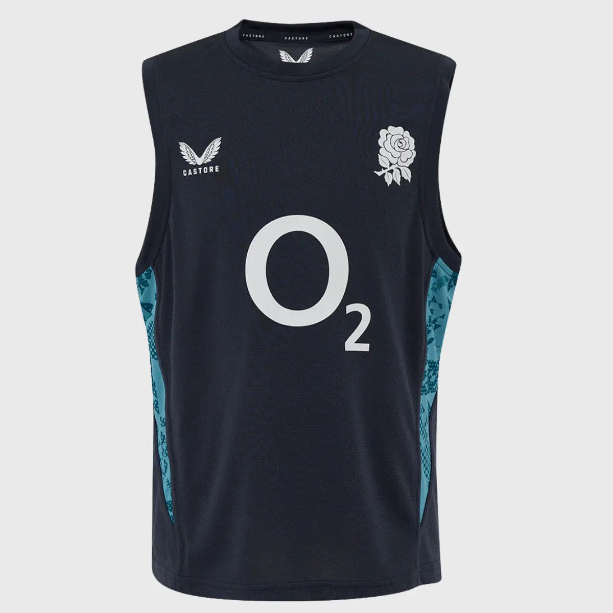 Castore England Rugby Men's Sleeveless Performance T-Shirt - Moisture Wicking Athletic Shirt for Rugby Training & Gym Workouts - Inkwell Blue