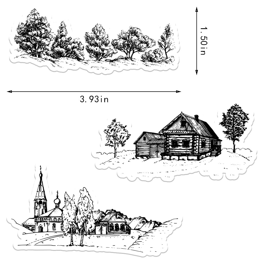 Premium Clear Silicone Rubber Stamps - Cabin Village Forest Tree Designs for Card Making, DIY Scrapbooking, Photo Album Decorations | Perfect for Handmade Greeting Cards, Journals, and Craft Projects
