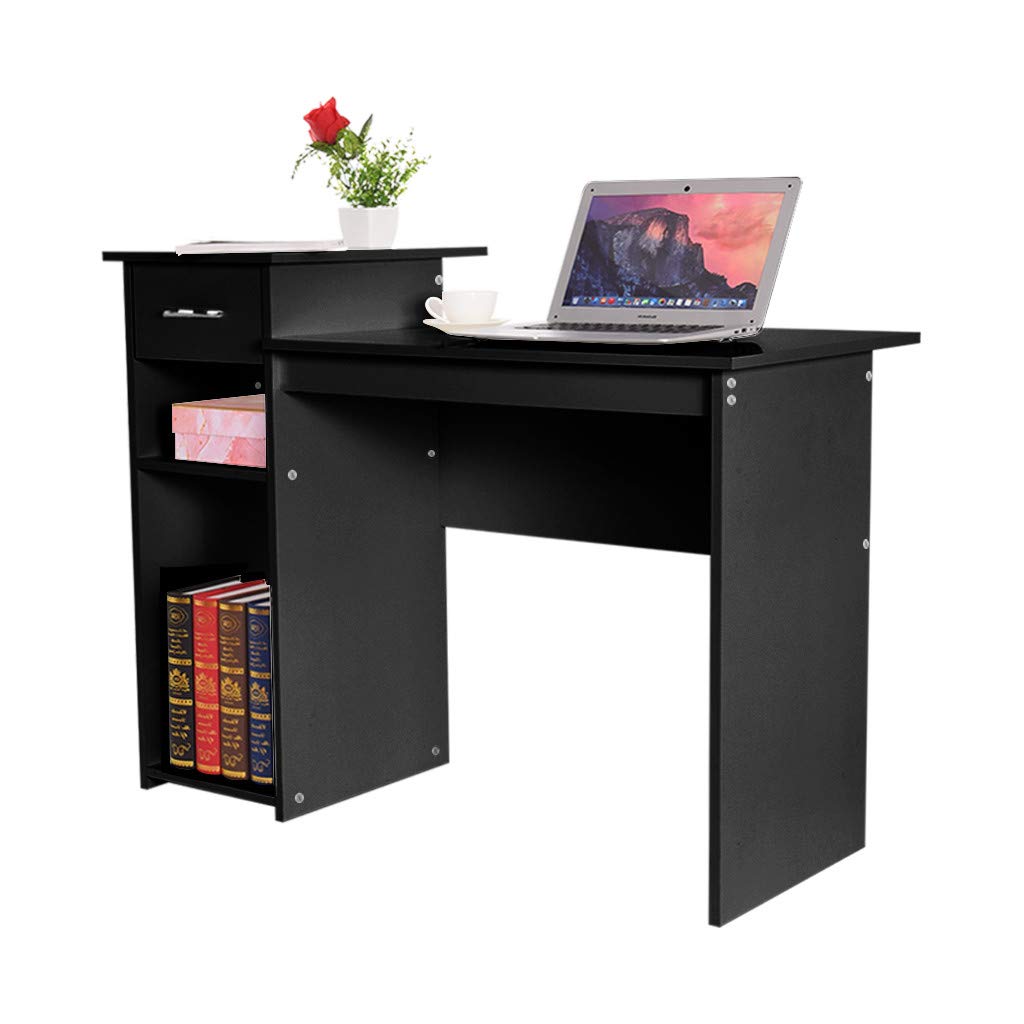 Modern Industrial Style Multipurpose Home Office Desk - Sturdy Wooden Writing Computer Study Table with Storage Shelf for Workstation, Students & Remote Work - Perfect for Small Spaces & Home Office Setup