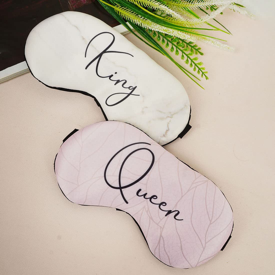 King and Queen Couple Sleep Eye Mask - Printed Travel Eye Mask for Men & Women - Soft Comfortable Sleeping Mask for Couples (7.5 x 4 Inches) - Perfect for Travel, Relaxation & Romantic Gifts