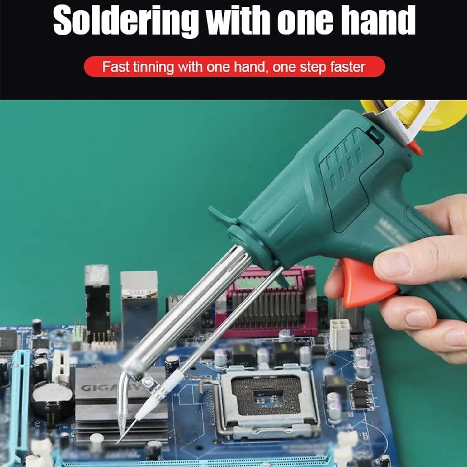 60W Multi-Function Soldering Iron Gun Kit - Electric Corded Soldering Tool with External Heating for DIY Electronics Repair, Circuit Board Fixing & Home Appliance Maintenance (Green, Gun Style) - Perfect for Hobbyists, Technicians & Home Improvement Projects