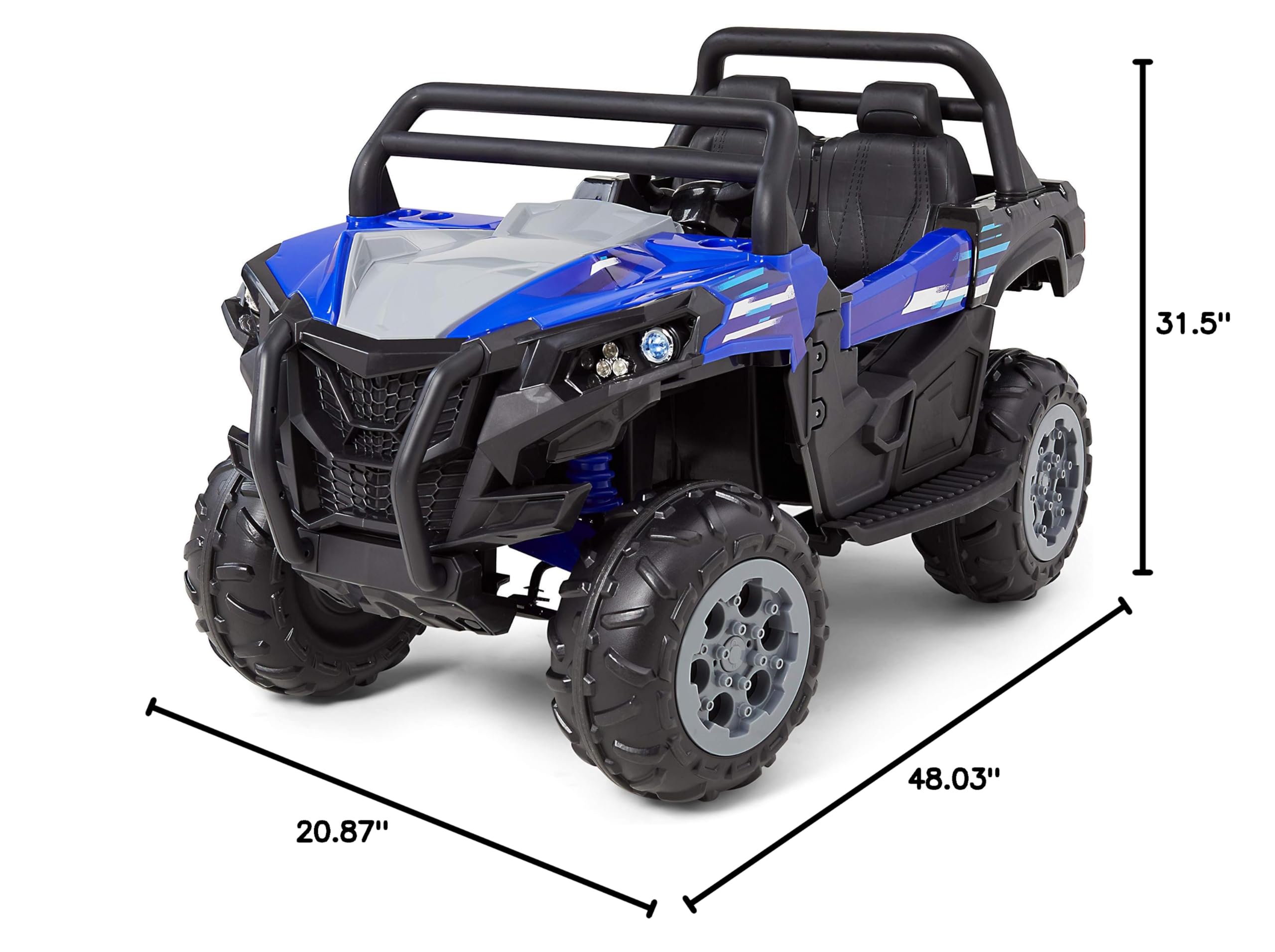Kid Trax UTV 12V Electric Ride-On Toy for Toddlers & Kids Ages 3-7 | 110 lbs Weight Capacity | Single or Double Riders | Blue | Perfect for Backyard Play & Outdoor Adventures
