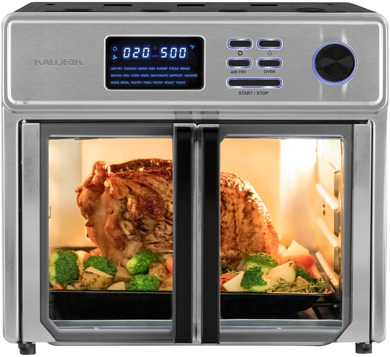 Kalorik MAXX Digital 26-Quart 10-in-1 Air Fryer Toaster Oven with 15 Accessories & Cookbook - 1700W Stainless Steel Countertop Convection Oven, 21 Presets for Baking, Roasting, Broiling - Perfect for Family Cooking & Meal Prep