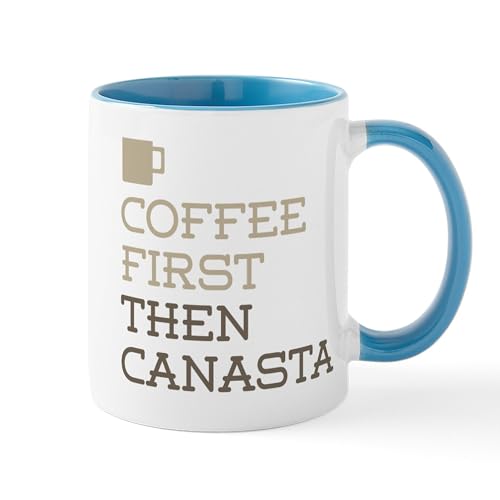 White/Blue Inside - Coffee Then Canasta Mugs