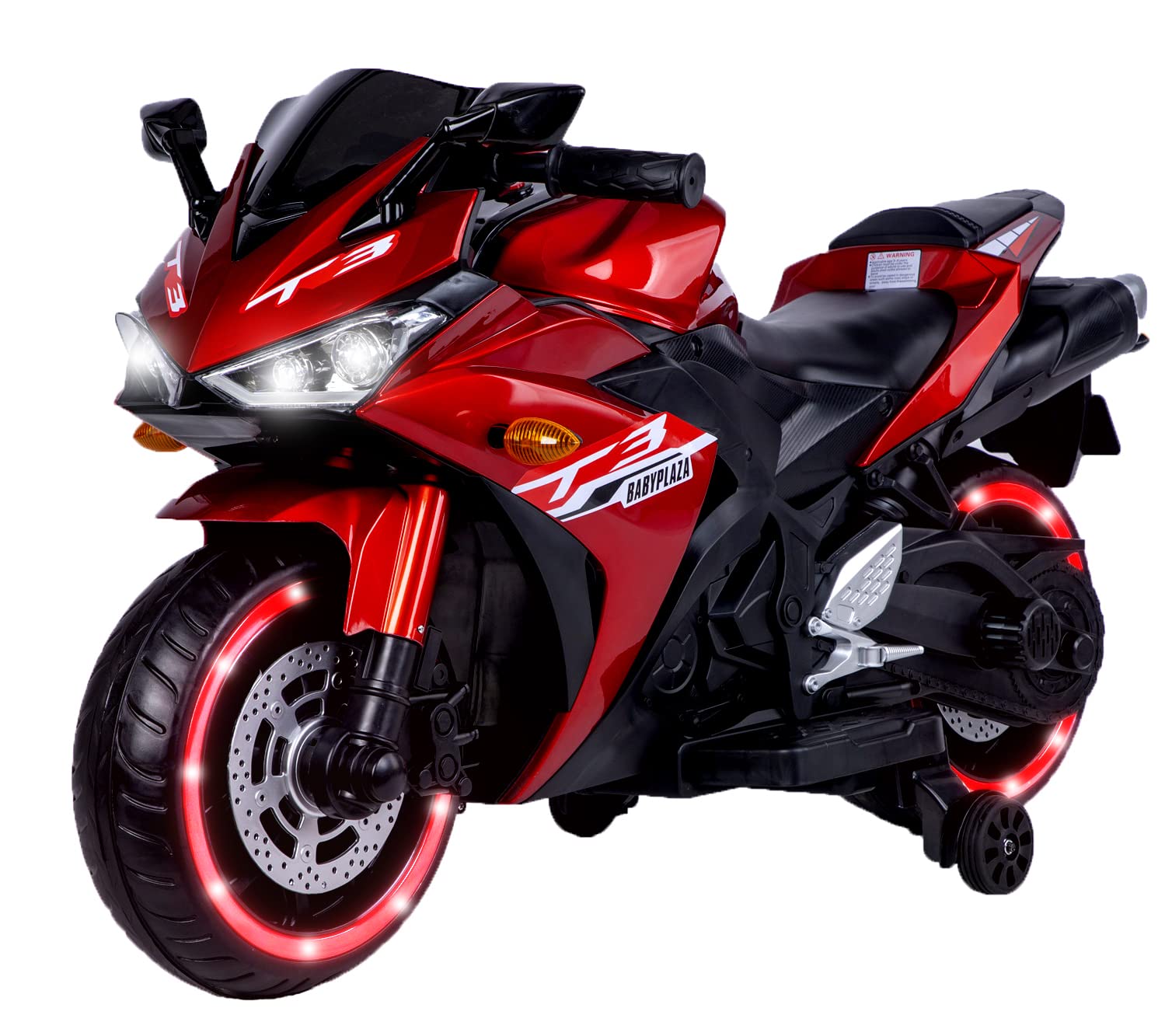 TAMCO 12V Kids Electric Motorcycle - Rechargeable Battery-Powered Ride-On Toy with LED Lighting Wheels, Hand Racing & Foot Brake - Perfect for Outdoor Play, Birthday Gifts, and Backyard Adventures