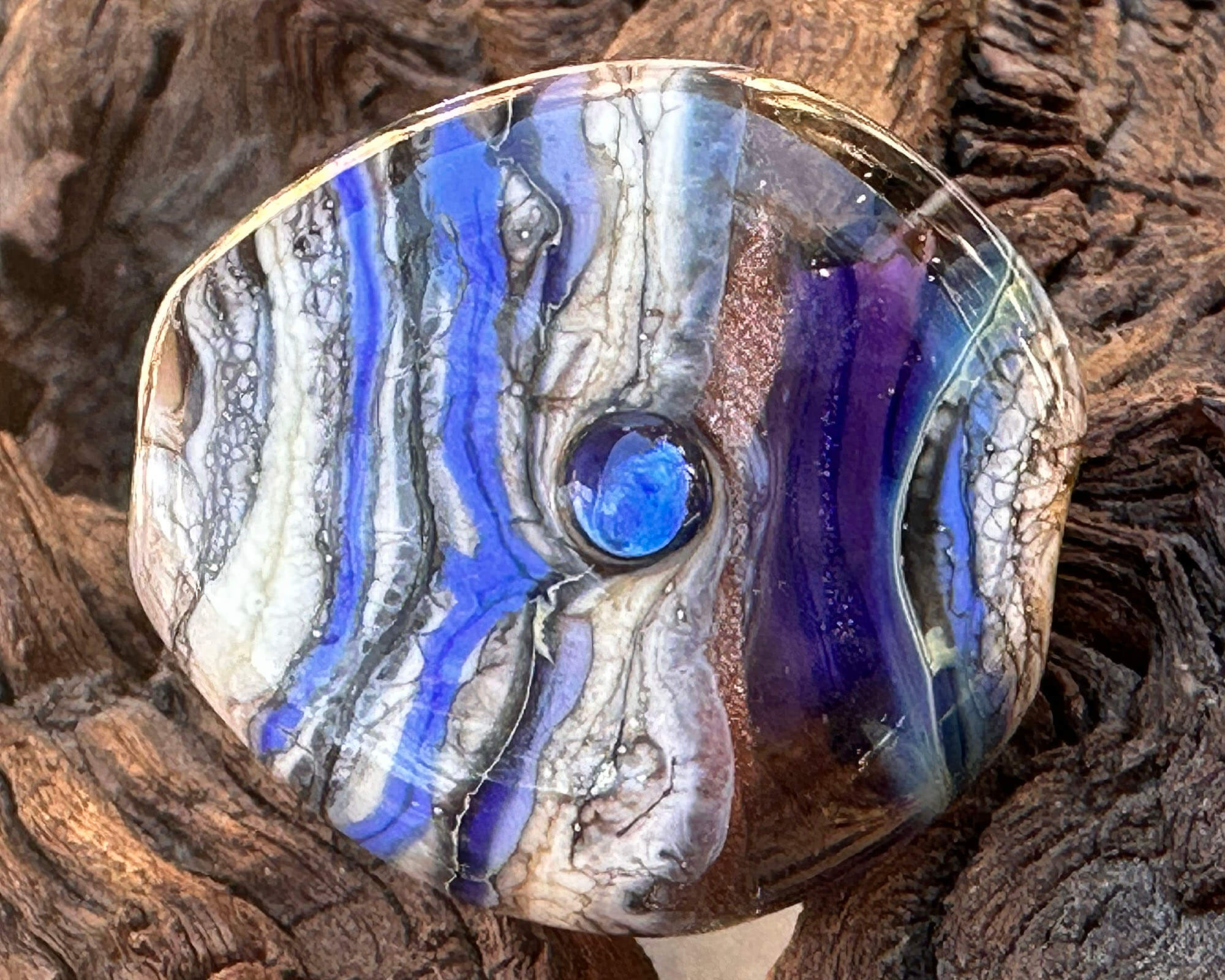 Handmade Purple & Blue Organic Lampwork Glass Focal Bead for Jewelry Making - Perfect for Necklaces, Bracelets, and DIY Craft Projects