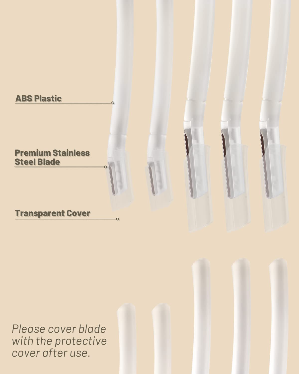 MoHern 15-Piece Dermaplane Razor Set for Women - Facial Hair Removal & Exfoliation Tool with Transparent Plastic Handle - Perfect for Eyebrow Shaping, Peach Fuzz Removal & Skincare Prep