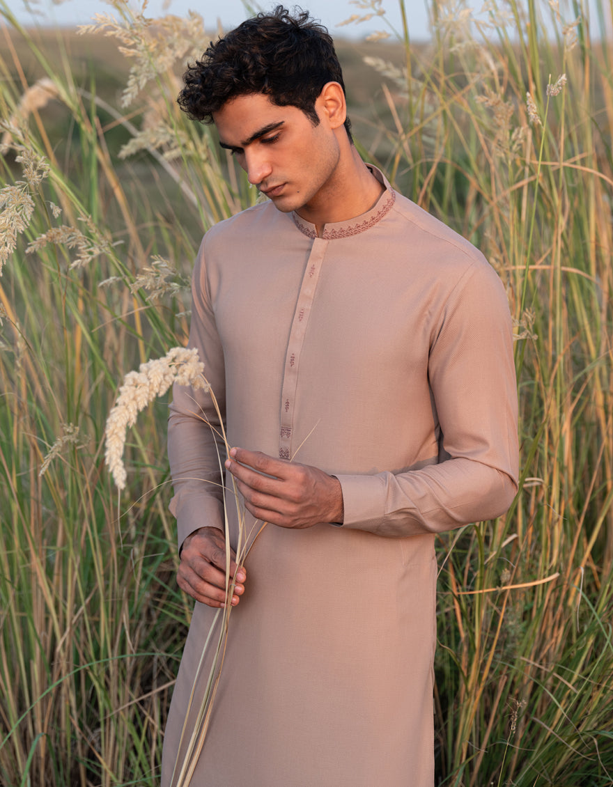 Elegant Blended Brown Shalwar Kameez by J. Junaid Jamshed - Premium Pakistani Traditional Outfit for Weddings, Eid & Special Occasions