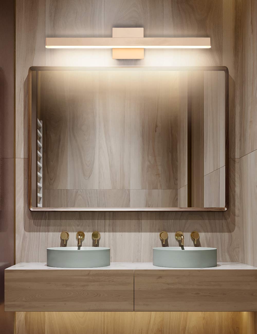 Joossnwell 24 Inch Gold LED Vanity Light - Dimmable Bathroom Mirror Lighting Fixture, 16W 3000K Warm White Makeup Light - Perfect for Modern Vanity, Dressing Room & Bathroom Sconces