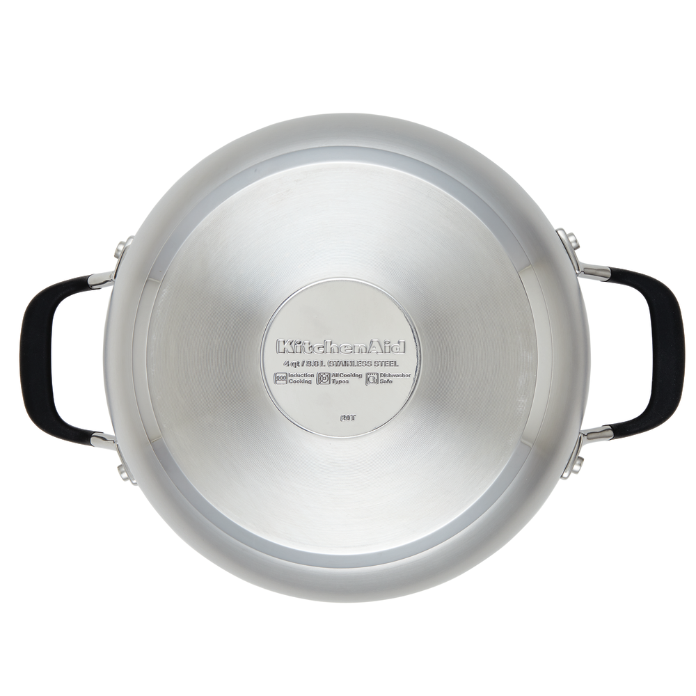 Premium 4 Quart Stainless Steel Casserole Dish with Glass Lid - Oven, Stovetop & Serving Safe for Baking, Roasting & Entertaining