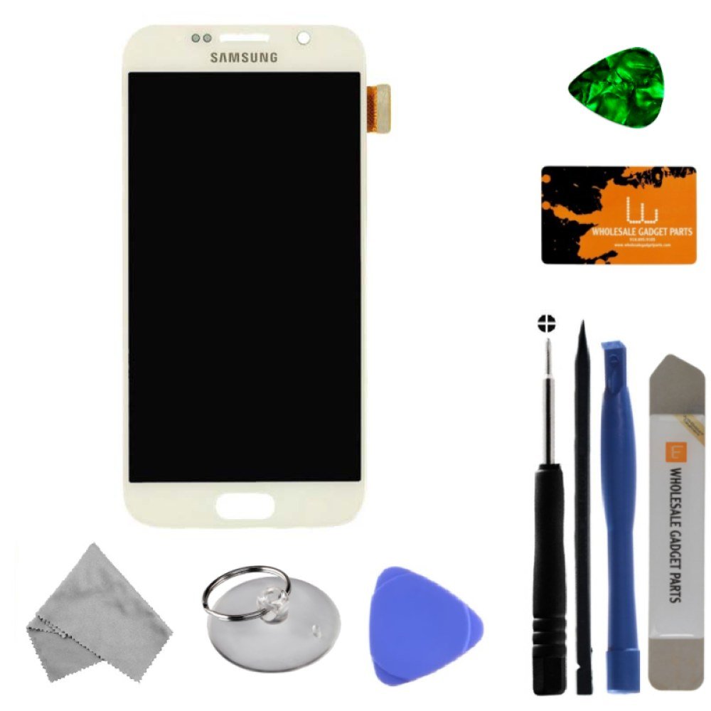 Original LCD & Digitizer Assembly for Samsung Galaxy S6 - OEM Replacement Screen (White) with Repair Tool Kit - Fix Cracked or Unresponsive Display at Home