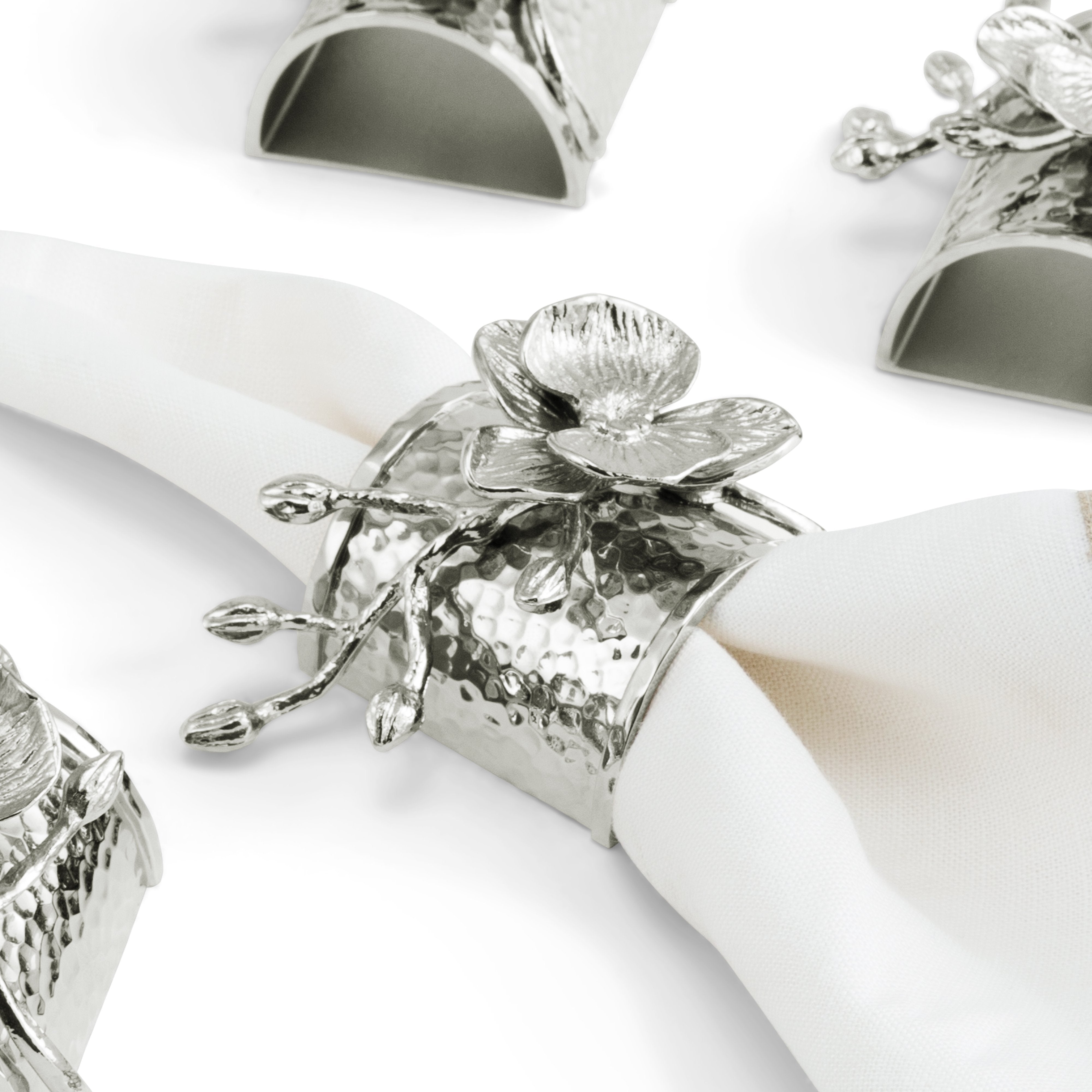 Elegant White Orchid Napkin Ring Set - 12 Pack for Wedding, Party & Holiday Table Decor - Perfect for Formal Dining & Special Occasions
