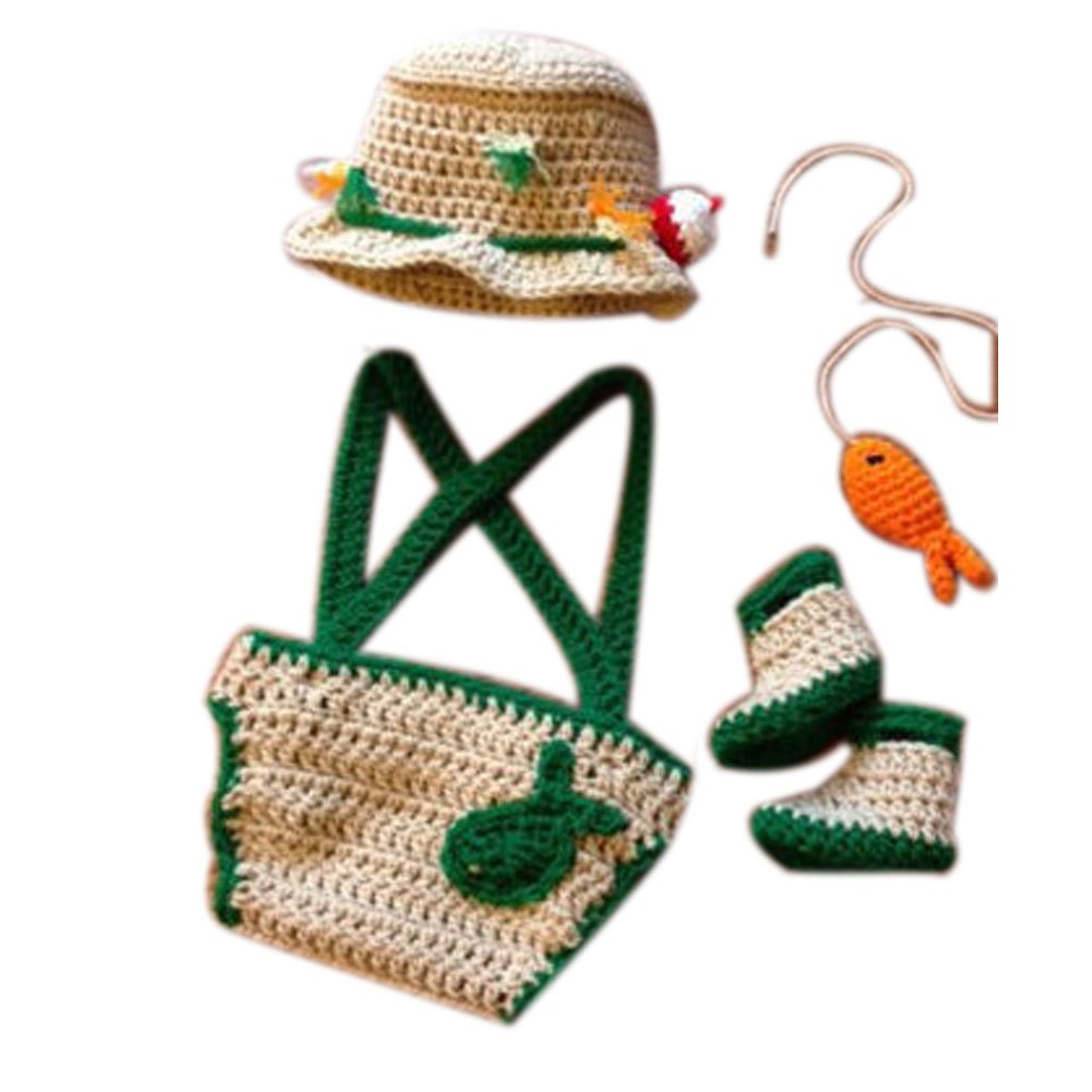 Premium Newborn Photography Props - Soft Crochet Fisherman Outfit Set for Baby Photo Shoots | Perfect for Newborn Portraits, Christening & First Birthday Photos