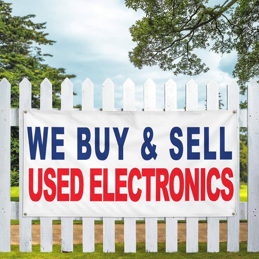 Premium Vinyl Banner - Multiple Sizes (60x144 Inches) | Weatherproof, Durable Outdoor Business Sign with 10 Grommets | Ideal for Yard Sales, Electronics Stores & Industrial Use | Available in Blue & Red