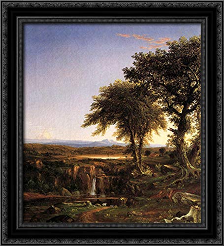 Thomas Cole Summer Twilight 20x22 Black Ornate Wood Framed Canvas Art - Perfect for Living Room, Bedroom & Office Wall Decor