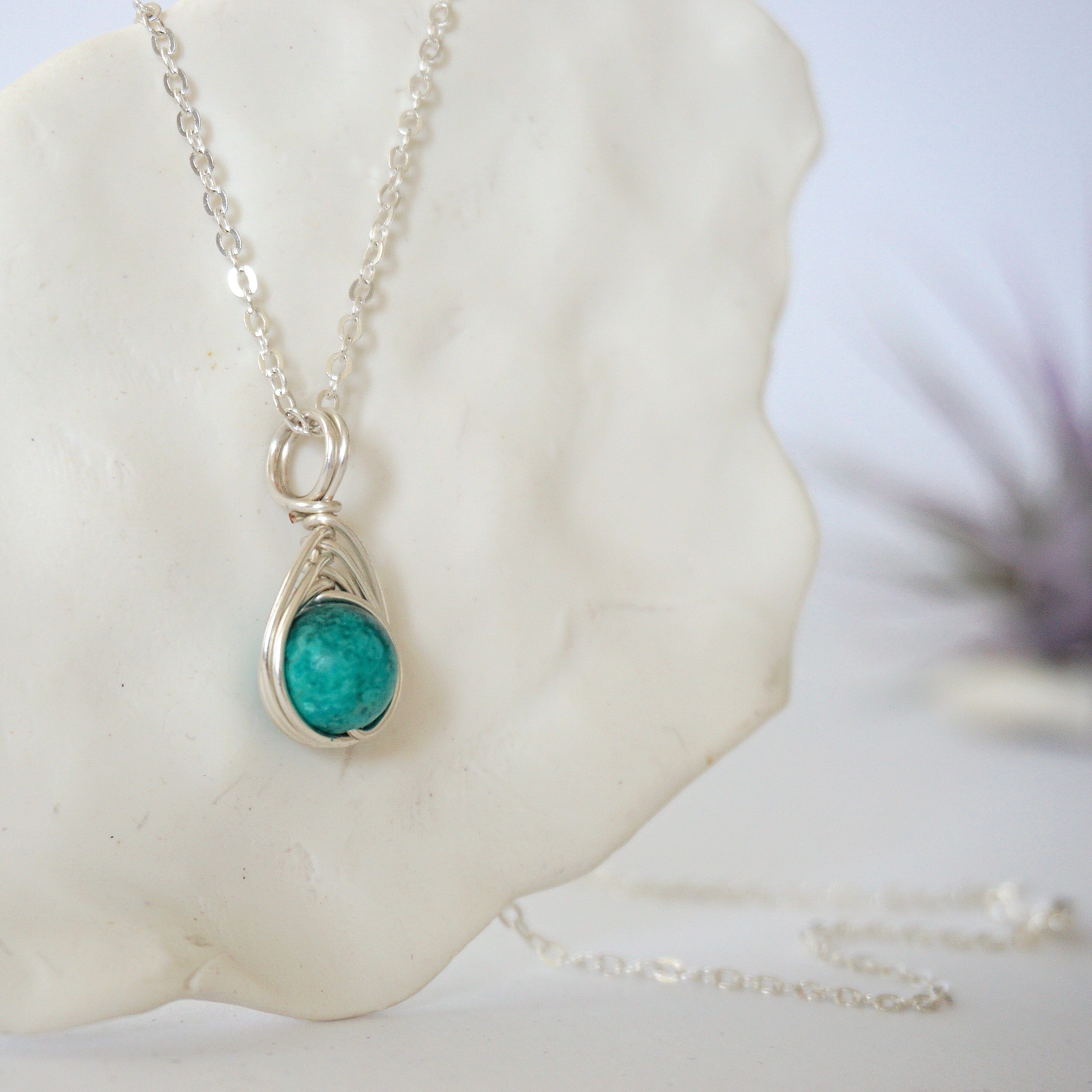 Turquoise Silver Plated Bead Charm Necklace for Women | Boho Chic Jewelry | Handmade Dainty Pendant Necklace | Perfect for Casual Wear, Parties & Gifts