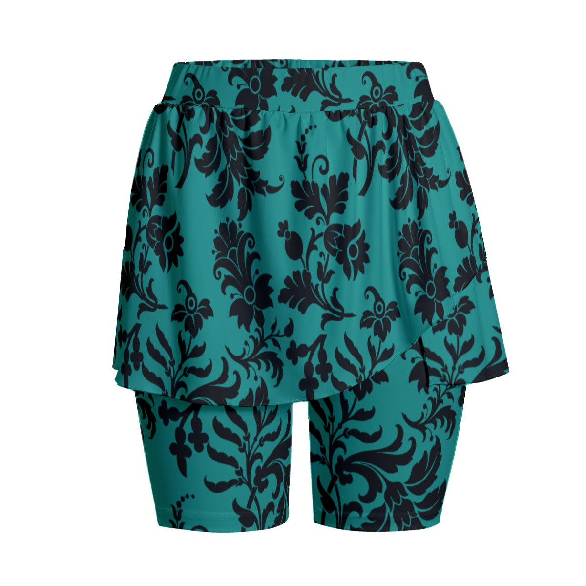 Gothic Floral Print Women's Athletic Skorts - High Waist Running Tennis Golf Skirt Shorts for Workout & Casual Wear