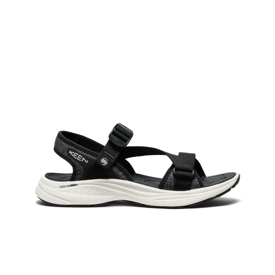 **Women's Leiki Open Toe Sandal - Black & Star White | Comfortable Summer Sandals for Beach, Pool & Casual Outings**