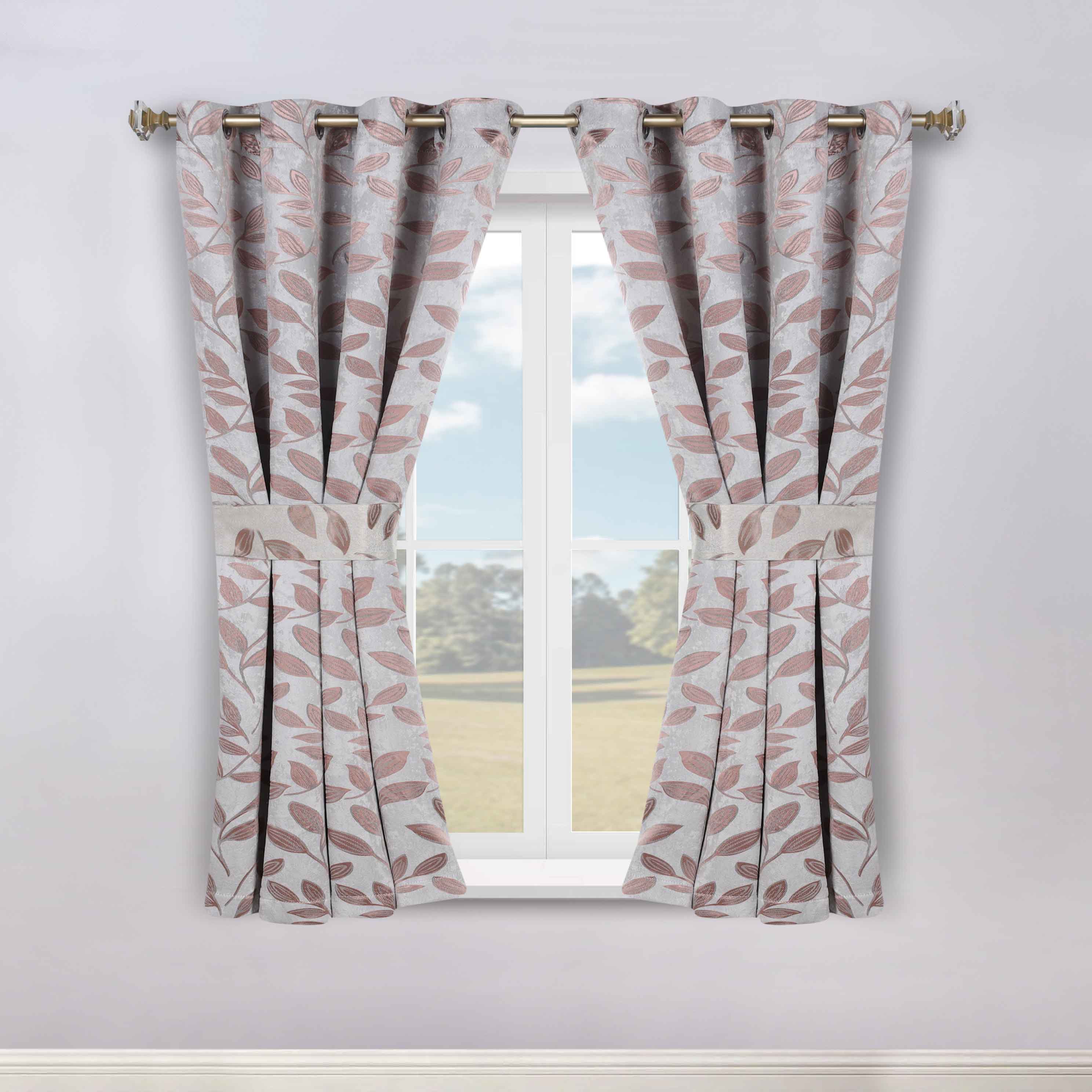 Blackout Curtains for Bedroom - Set of 2 Panels, 100% Room Darkening Thermal Insulated Drapes with Leaves Pattern - Perfect for Nursery, Home Theater & Light Sleepers