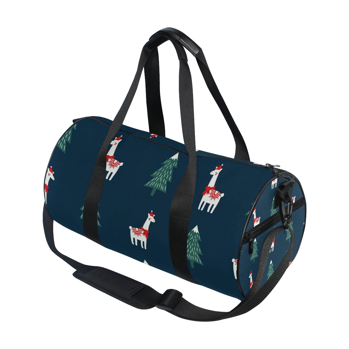 Cute Llama Christmas Tree Duffel Bag - Waterproof Travel Gym Bag for Women, Girls - Perfect for Sports, Workouts, and Holiday Travel