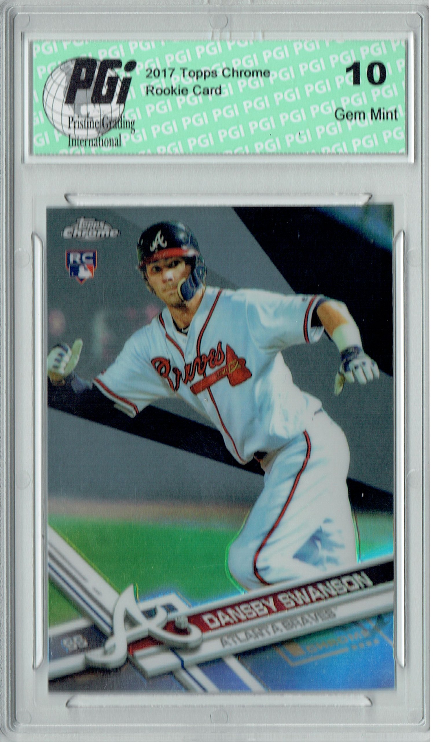 2017 Topps Chrome Dansby Swanson #8 Refractor Rookie Card PGI 10 - Perfect for Baseball Card Collectors and Atlanta Braves Fans
