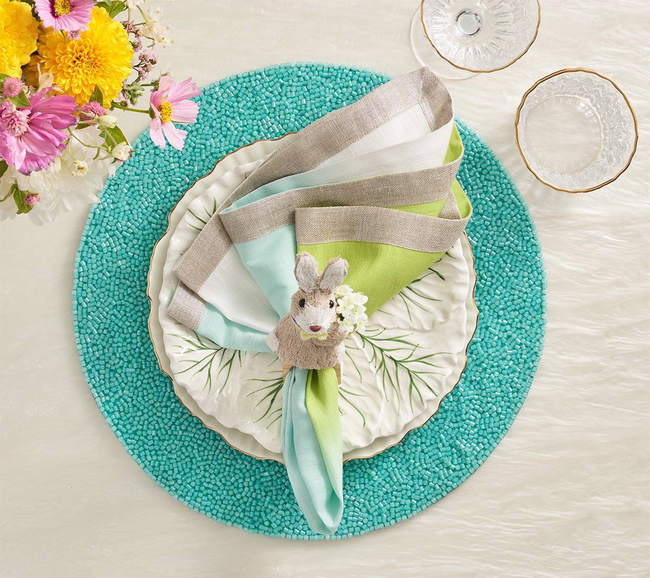 Premium Turquoise Placemats Set of 4 - Waterproof & Heat-Resistant Dining Table Mats for Everyday Use, Dinner Parties & Holiday Decor