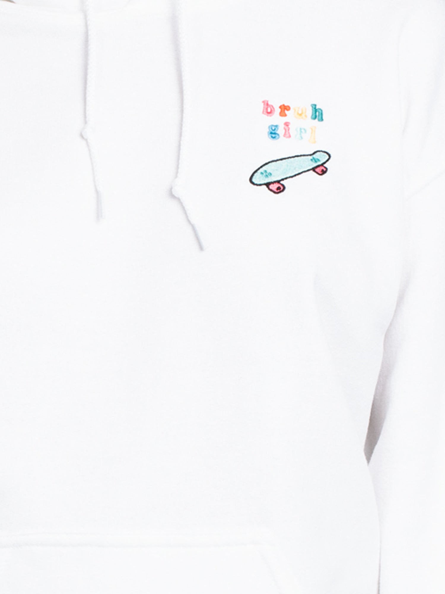 BRUH GIRL EMB HD White T-Shirt Size L - High Definition Print, Clearance Sale - Perfect for Casual Wear, Street Style & Everyday Outfits