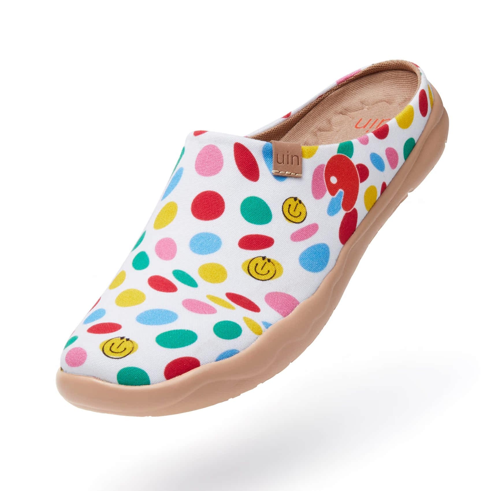 UIN Women's Slip On Mules - Comfortable Flat Lightweight Clogs with Wide Toe & Artistic Paint Design - Perfect for Travel, Casual Wear & Home Use - Malaga Series