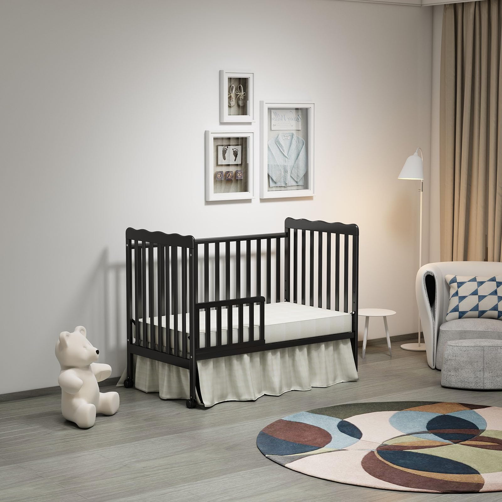 3-in-1 Convertible Baby Crib to Toddler Bed & Full Size Bed Frame - Safe & Adjustable Nursery Furniture for Newborns & Kids - Perfect for Small Spaces & Growing Families