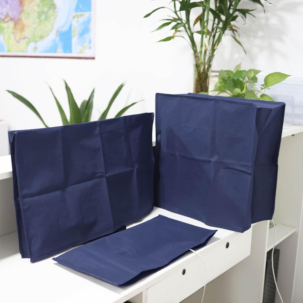 3Pcs Computer Dust Cover Set - Monitor, Keyboard & PC Tower Protector (27 Inch, Blue) | Waterproof & Anti-Dust Desktop Covers for Home & Office Use | Perfect for Daily Protection & Workspace Organization
