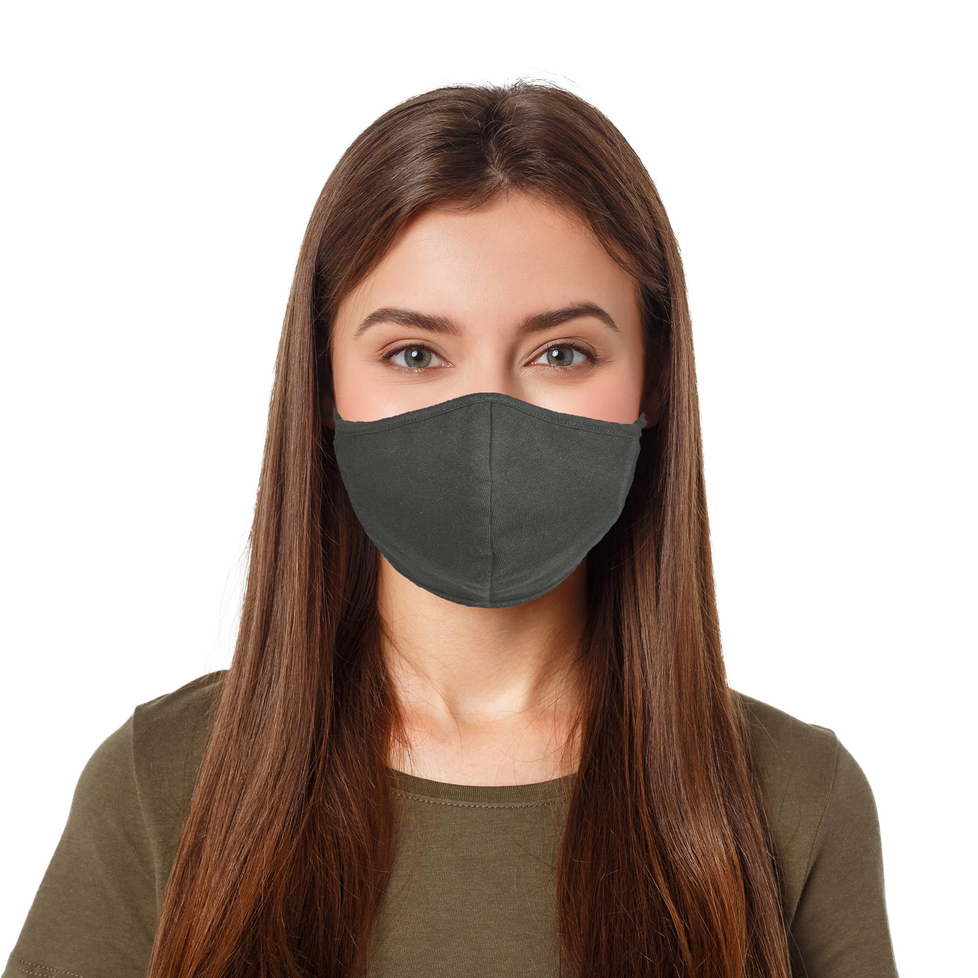 DALIX Reusable Washable Cloth Face Mask 20-Pack - Breathable Comfortable Adjustable Earloop Masks for Adults, Made in USA, Charcoal Gray (L-XL) | Perfect for Daily Commute, Shopping & Outdoor Activities