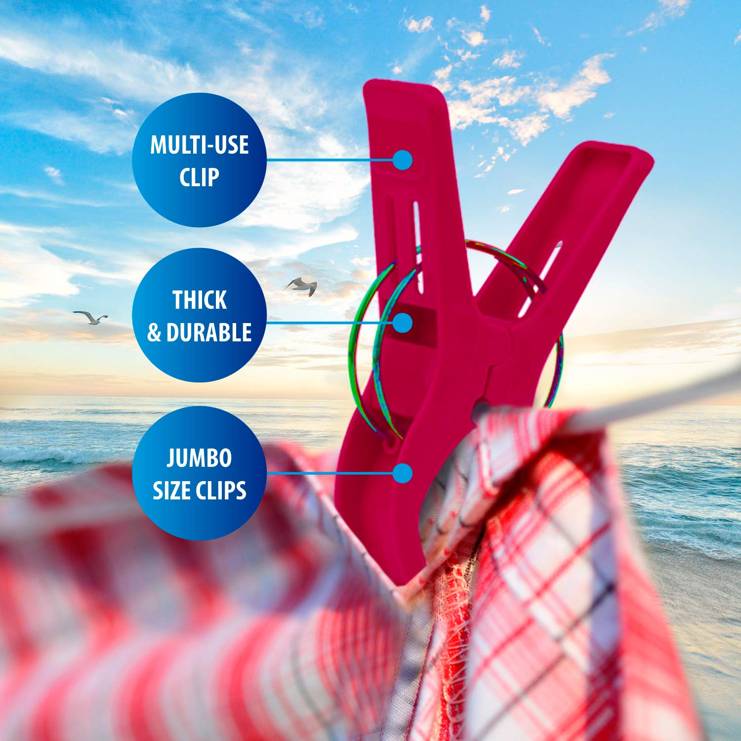 Premium Heavy Duty Beach Towel Clips 20 Pack – Secure for Chairs, Cruise Ships, Laundry, Beach, Pool, and Outdoor Adventures
